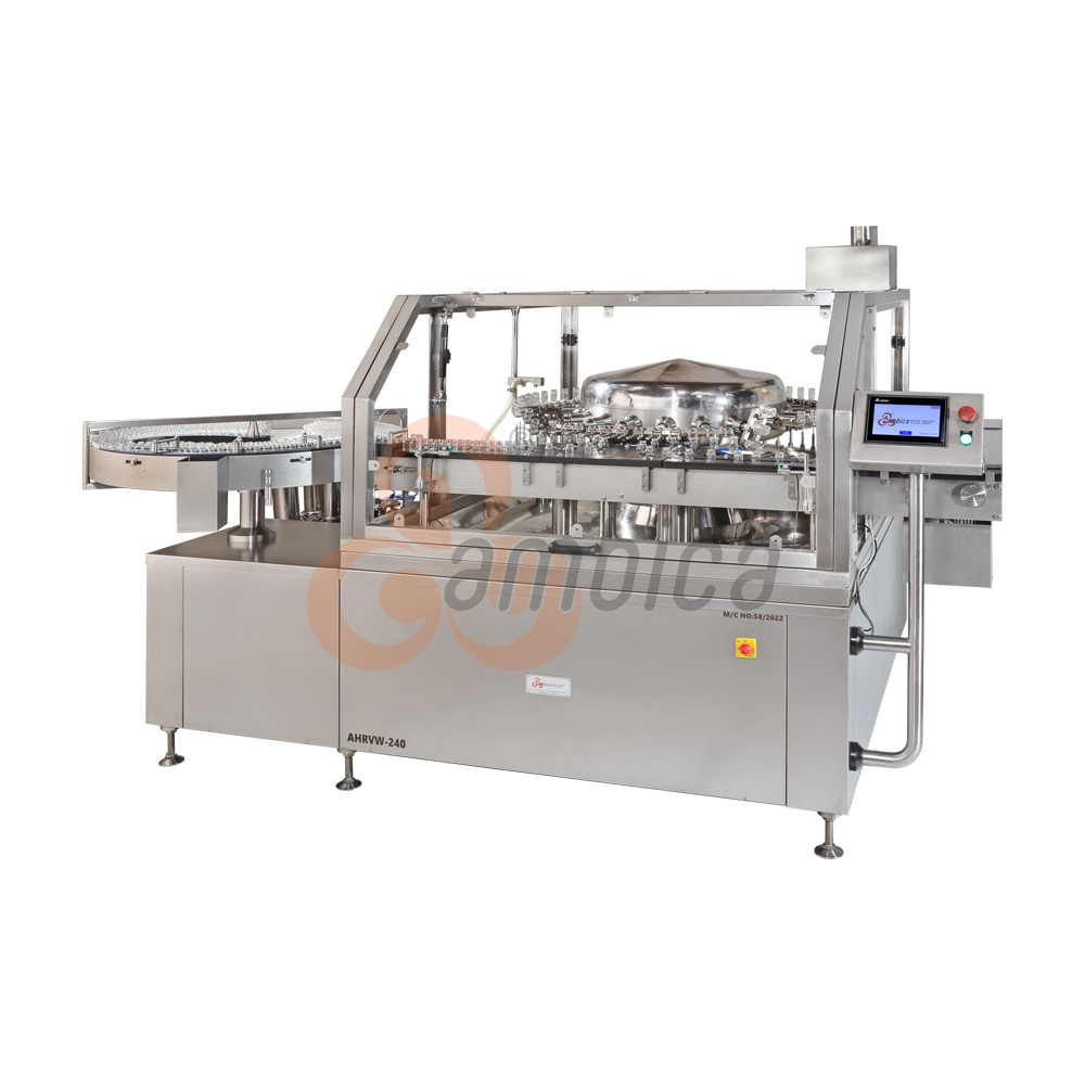 Automatic High Speed Rotary Vial Washing Machines. Models: AHRVW-120, AHRVW-240 and AHRVW-300